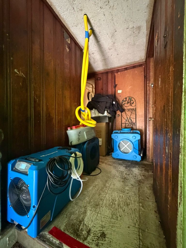 Air movers running along a hallway